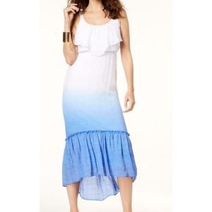 Thalia Sodi Ruffle Dip Dyed Popover Maxi Dress